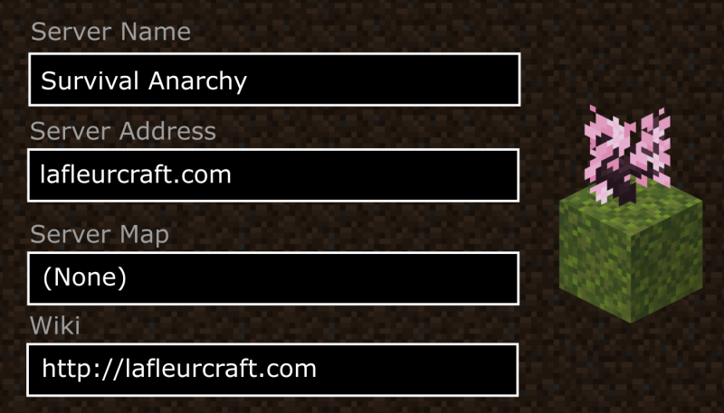 Anarchy SMP: lafleurcraft.com:25565