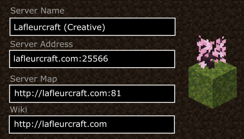 Lafleurcraft Address: lafleurcraft.com:25566
